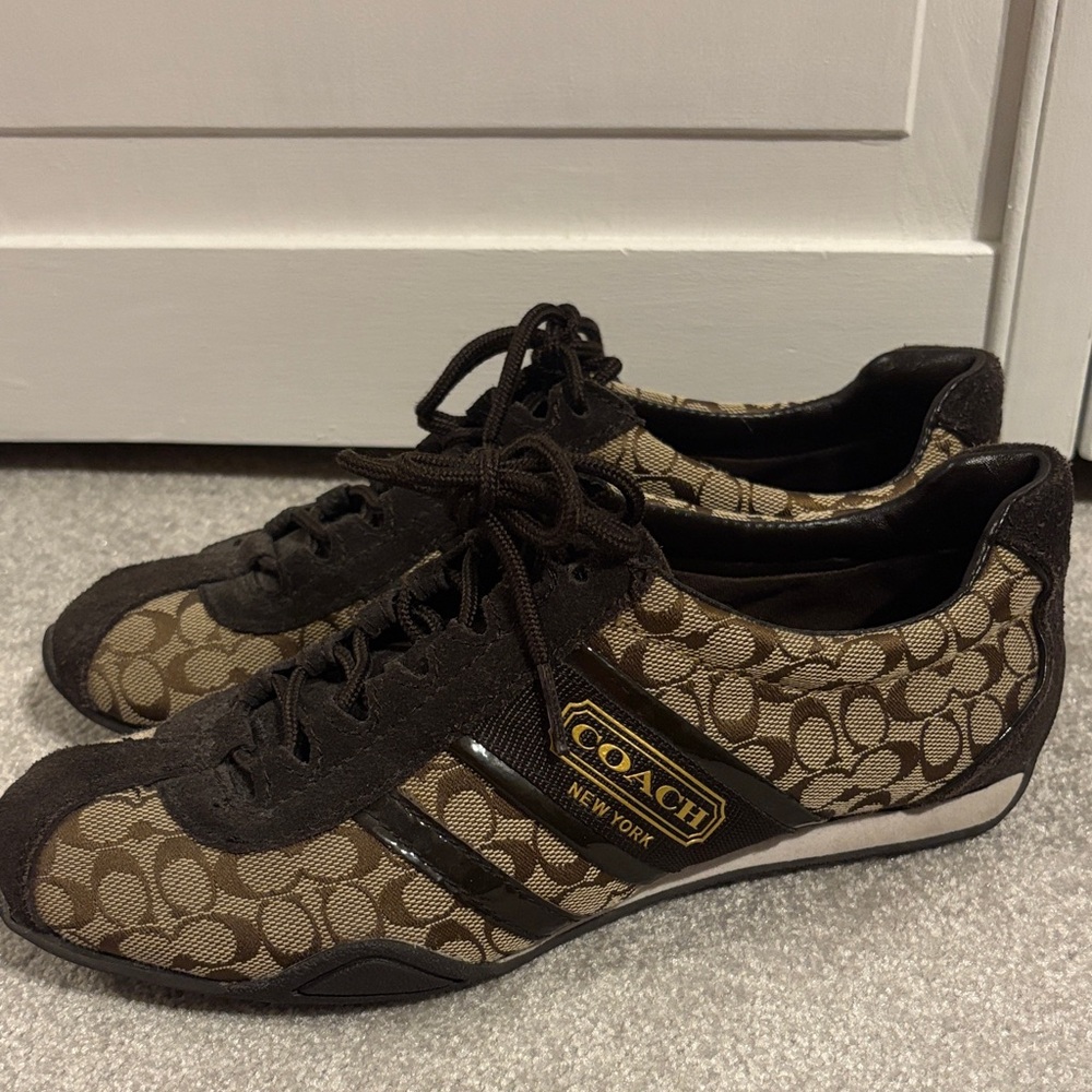 Coach Brown and Black Monogram Sneakers